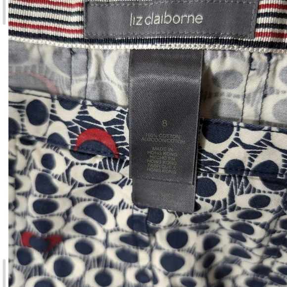 Pre-owned Liz Claiborne Navy and Red Circle Pattern A-Line Skirt⁸ - Picture 3 of 4